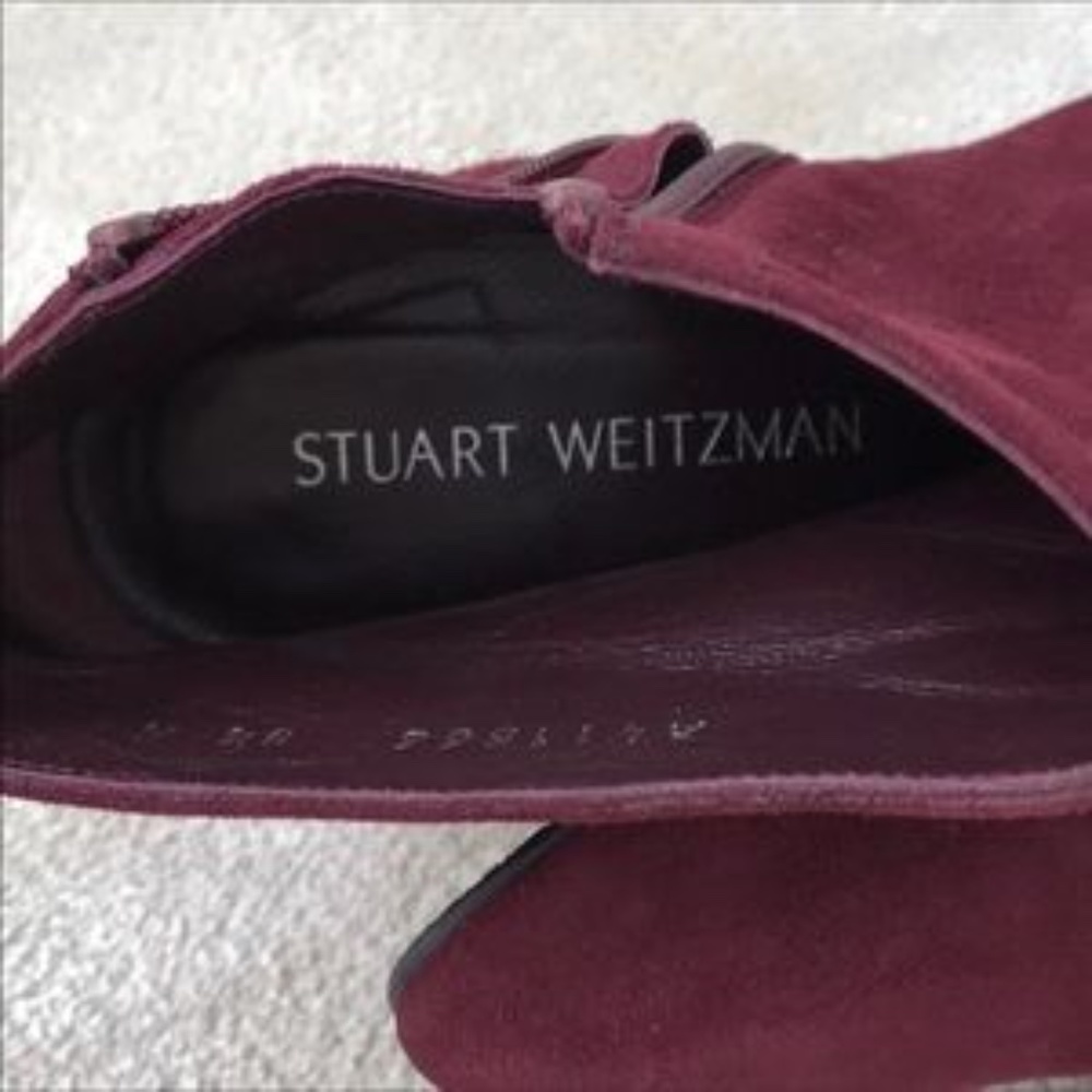 Stuart Weitzman Gardner Maroon Suede Boots 4M NEW - Picture 5 of 6